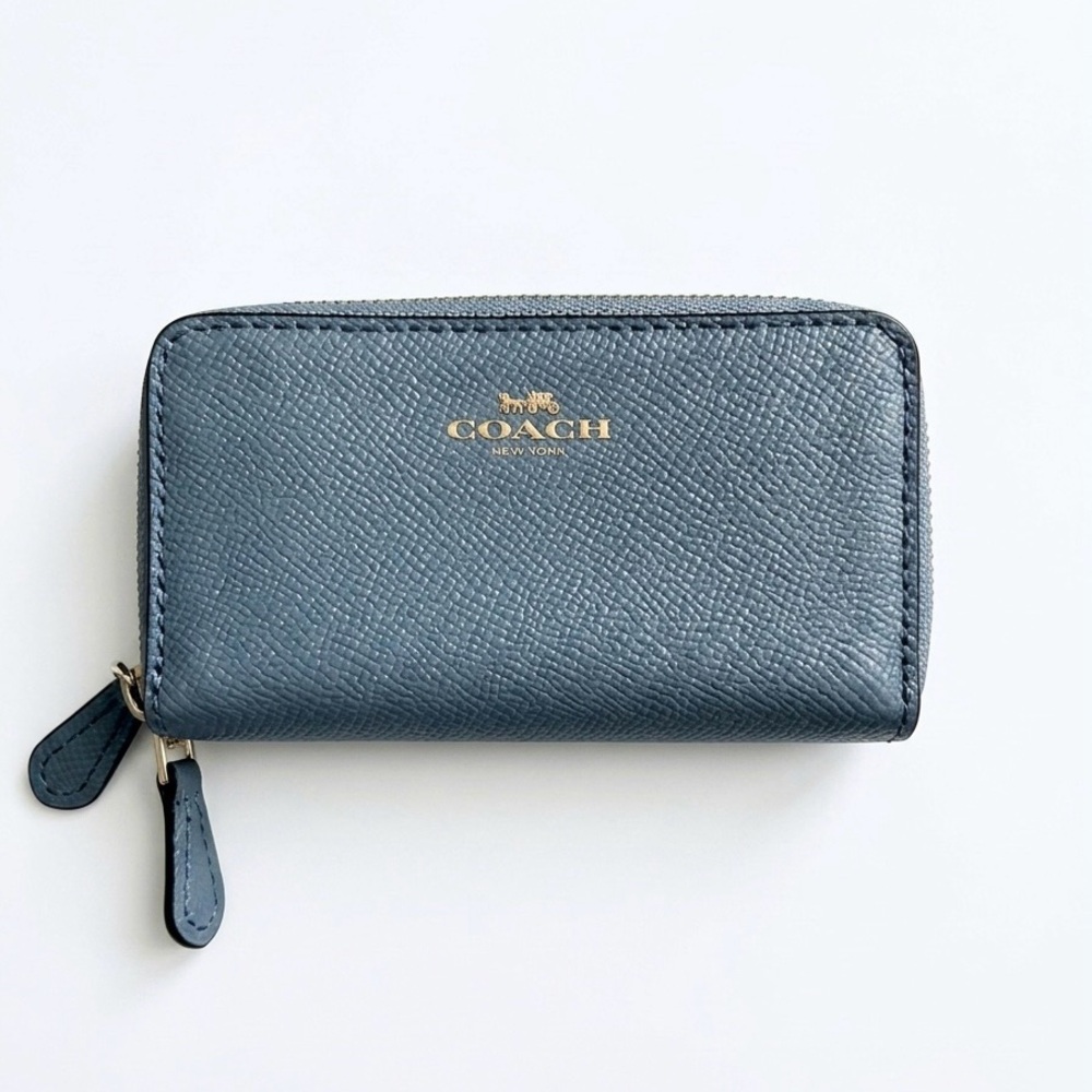 Coach Double Zipper Coin/ Credit Card Wallet Dusk Blue